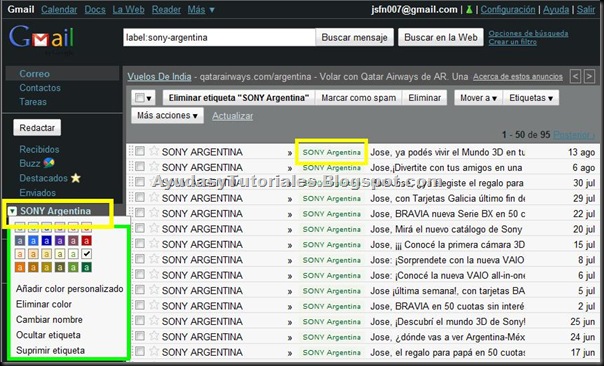Gmail - Personalizar Etiqueta - AyudasyTutoriales