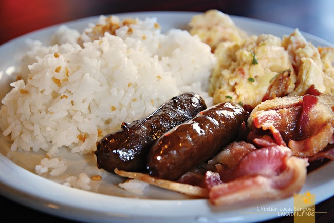 Fried Rice, Longanisa, Bacon and Scrambled Eggs at Grills & Sizzles