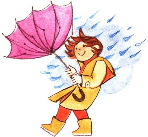 Dibujos en color de niñas con paraguas