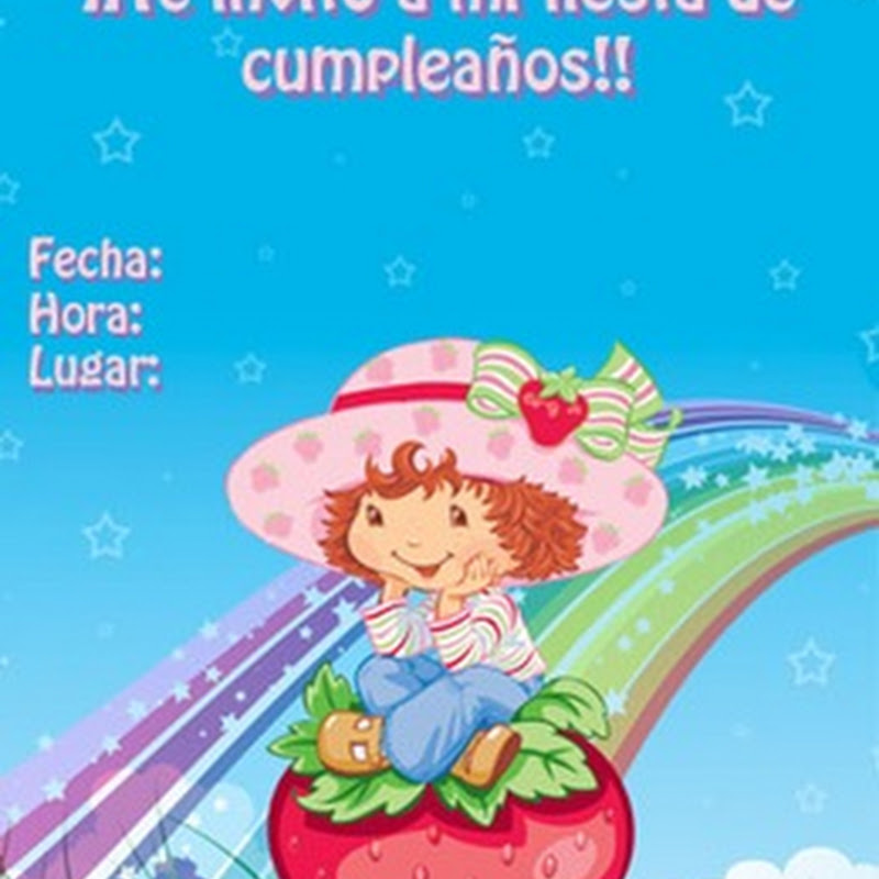 Invitaciones cumpleaños de Tarta de fresa, Rosita fresita, frutillitas