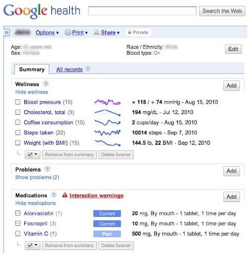 Google Health : Free Medical Database & Health Planning Tool - Dashboard Google Health Medical Database & Health Planning Tool Revamped image logo google health