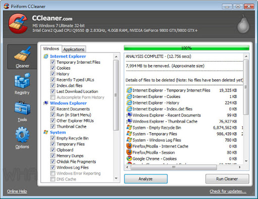 ccleaner 3.0 cleanup all junk and unwanted files and fix registry error of windows 8 and tem internet, privacy of browsers opera 11, firefox 5 and more image