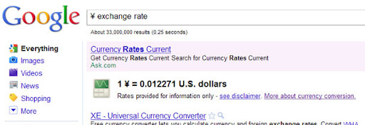 Foreign Currency Exchange Rates in Google Search Photo Rupee Sign