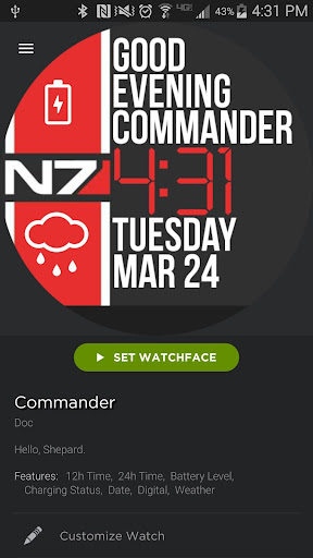 Commander watch face