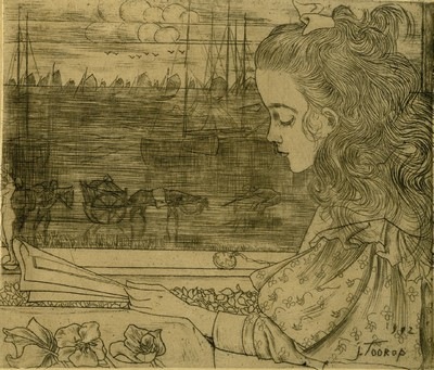 Jan Toorop, Charley lisant devant la fenêtre, 1892