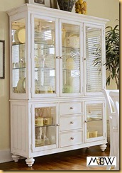 Antiqued White Lighted 3 Drawer China Cabinet Hutch Buffet