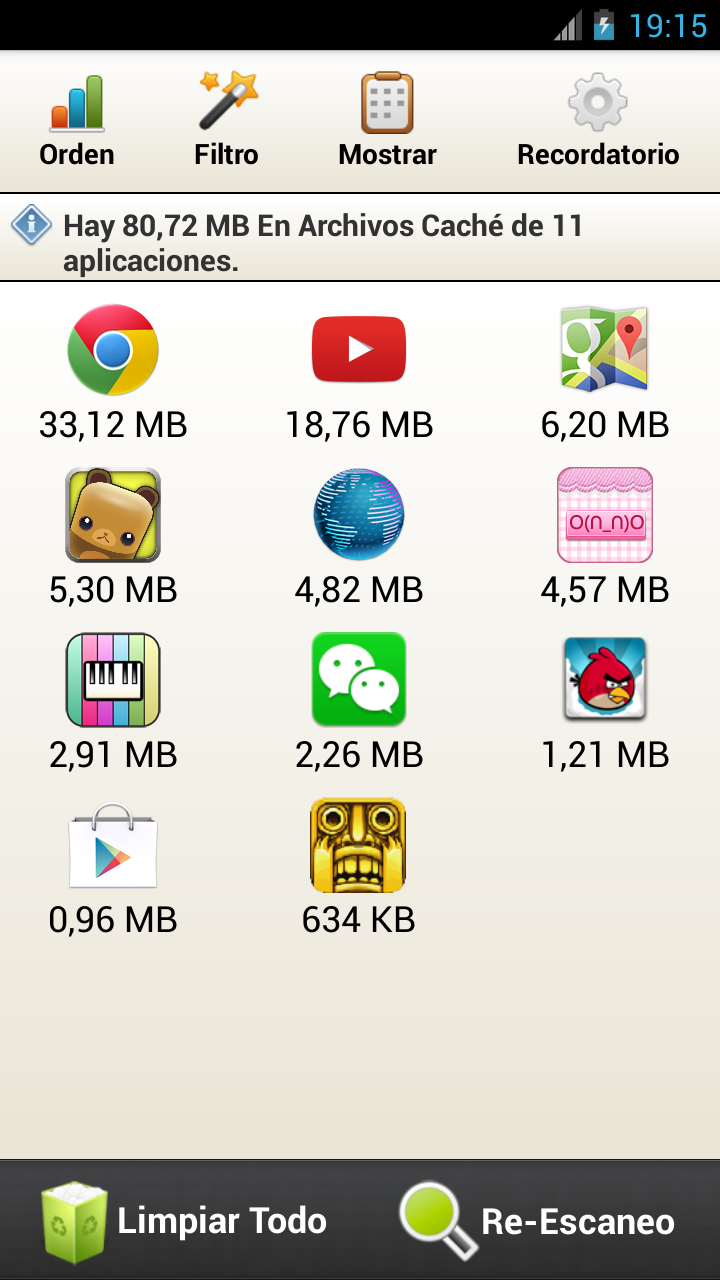 Android application Clean Cache - Optimize screenshort