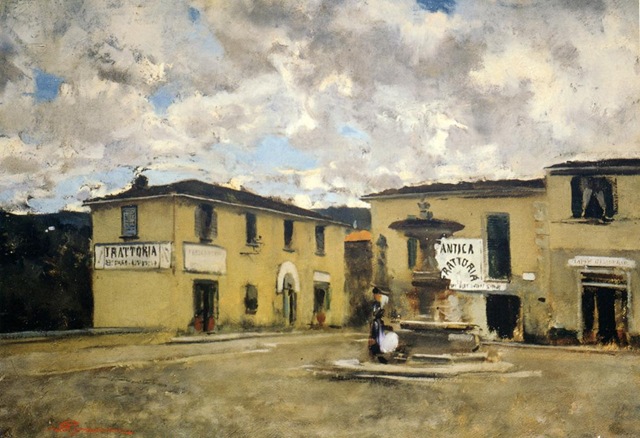 [Telemaco Signorini, Piazzetta a Settignano in un giorno di pioggia, 1881ca. Collezione privata[5].jpg]