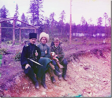 Photographer posing with two others; 1915
Sergei Mikhailovich Prokudin-Gorskii Collection (Library of Congress).