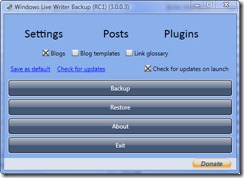 Windows Live Writer Backup - does what the name says, and restores it again