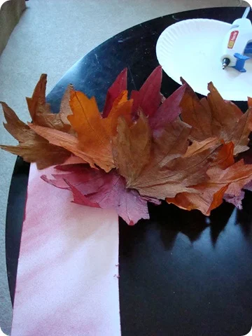 DIY fall wreath with dollar store leaves 