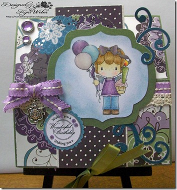 Birthday Gretel Cake with Candles Easel Card