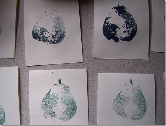 how to hand print cards with pears