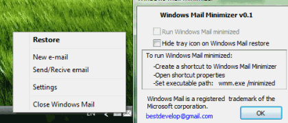 Windows Mail Minimizer