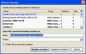 Firefox Session Manager