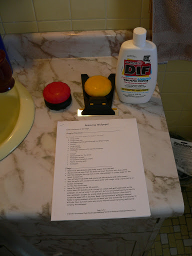 Some wallpaper stripping supplies