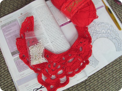 Tamdoll Crochet Today Lace & Pearls Necklace in Red