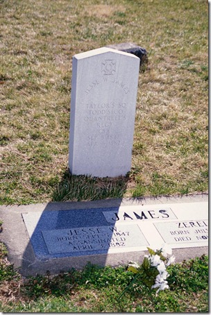 KEARNEY, Mo. - The grave of Jesse James and his wife, Zerelda, in Mount Olivett Cemetery at the west edge of Kearney, Mo. The cemetery is about 2 miles from the James Farm where Jesse was born and raised and where he was first buried after being murdered April 3, 1882 by Bob Ford.