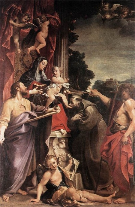 annibale carracci the enthroned madonna with saint matthew  