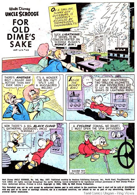Gold Key Issue No 140 Walt Disney Uncle Scrooge Dated May 1977 Page 3 For Old Dime's Sake Mini Lion Oru Naanaya Porattam