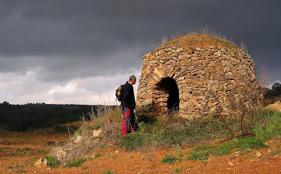 Barraca de pedra seca al peu de la tossa Gran de Montferri,  Montferri, Alt Camp, Tarragona 2003.02.24