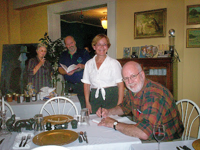 James Porterfield signing his "Dining By Rail" cookbooks at the Elkhorn Inn