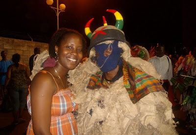 Photo op with one of the mascots during Dominica's independence celebration