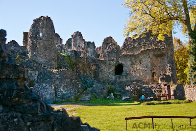 The ruins of Montaigle castle in the Wallonian region of Belgium are a popular picnic spot