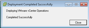 Deploying VMware vCenter Operations dialog box - complete