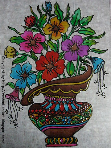 Glass Painting Images on Glass Painting   Bunch Of Colourful Flowers Design