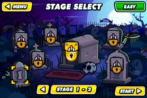 Monster Mayhem一共有3種難度、7個關卡可遊玩