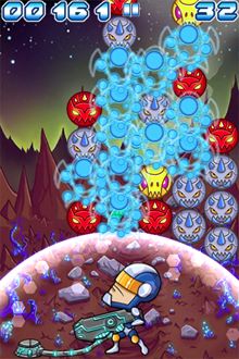 爆炸時會引爆所有相連的同種小壞蛋，找個最適當的位置插入吧！