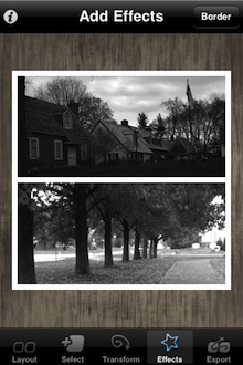  [14][15] 另外，也可以將照片調成黑白/褐色照片，只要將色彩鮮豔度那個選項調到最低即可，原本只是在家裡附近公園拍的照片，經過