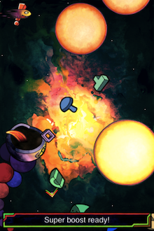 攝取食物會漸漸累積彗星寶寶的推進能量（Boost Meter）