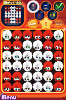 目標就是把被弄亂的毛球隊型重整回左上角的圖案