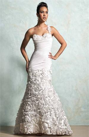 5218D ; Beach Wedding Prom Gown One Shoulder