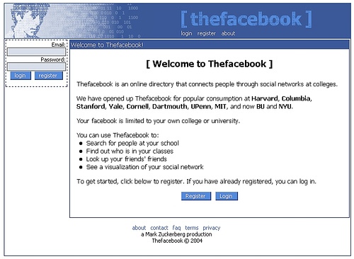 facebook login page. Downloded facebook home page