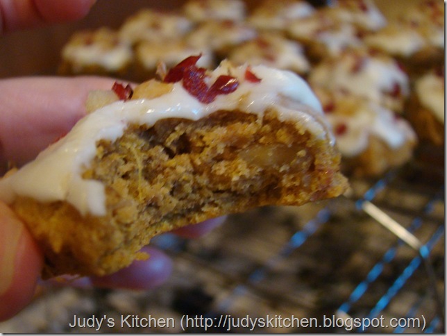 pumpkin-cranberry cookies with cr cheese frosting