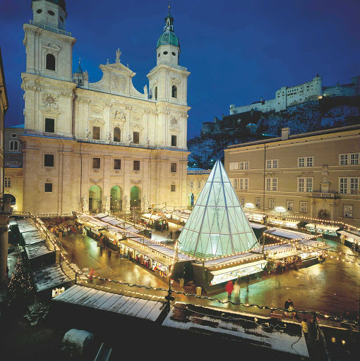 Christmas market in Salzburg, Austria, during the winter.