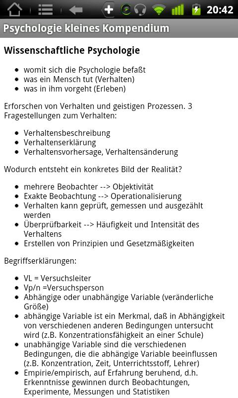 Android application Physiokompendium Psychologie screenshort
