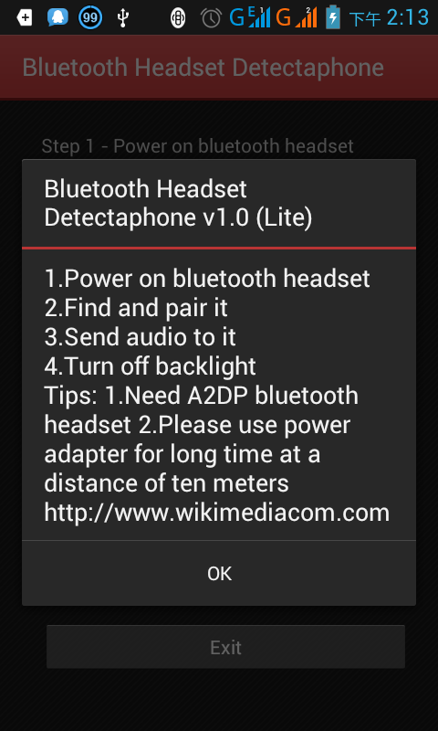 Bluetooth Headset Detectaphone Screen 3