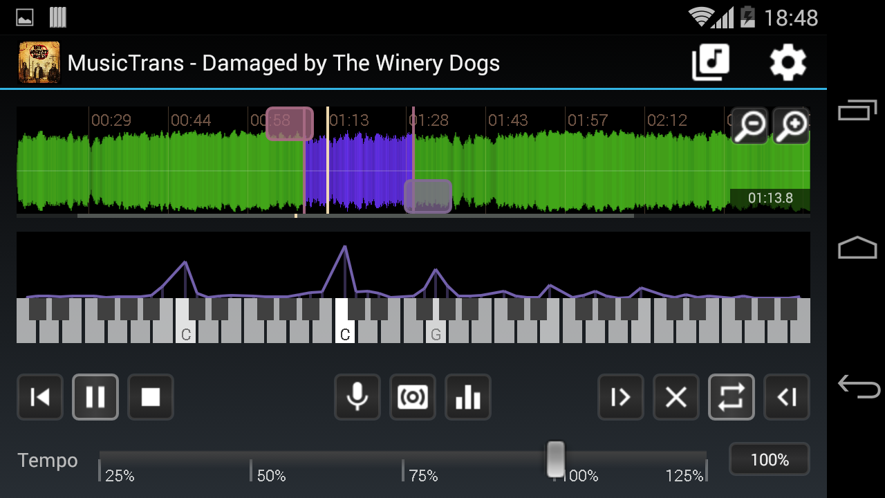 Android application MusicTrans tool for musicians screenshort