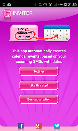 Inviter SMS to Calendar