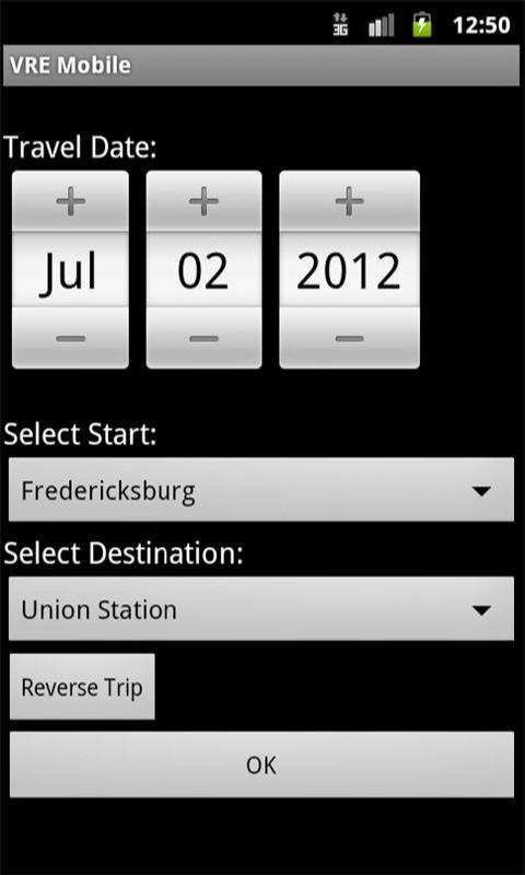 VRE Train Status Screen 2