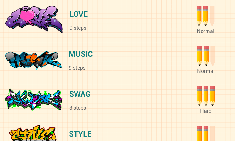 Android application How to Draw Graffitis screenshort