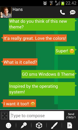 GO SMS Windows 8 Metro