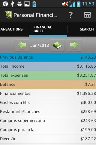 Personal Finances App Screen 2