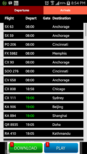 HongKong Airport Flight Track