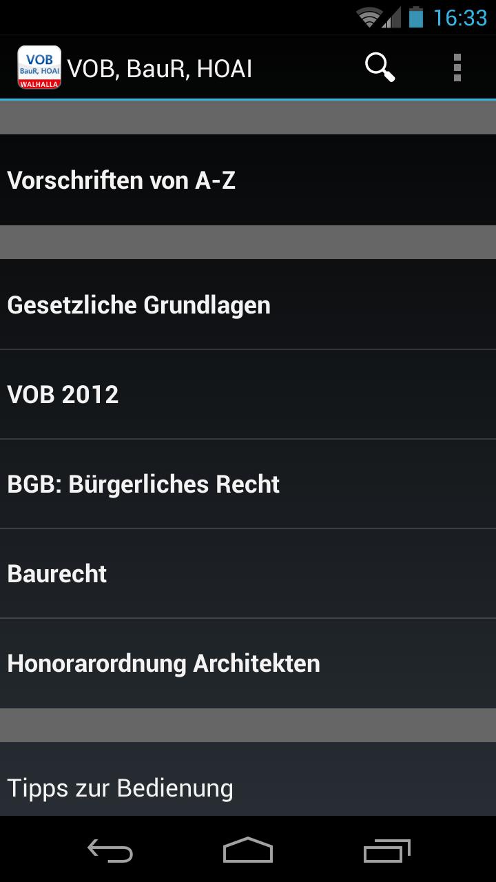 Android application VOB, BauR, HOAI screenshort