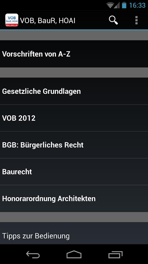 Android application VOB, BauR, HOAI screenshort